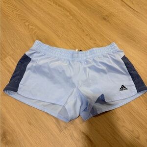 adidas Women's Light Blue and Navy Athletic Shorts